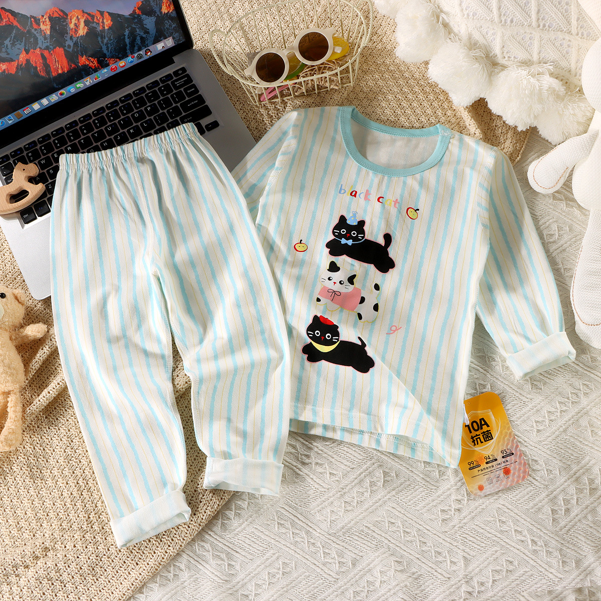 Pijamas para niños, trajes de dibujos animados de manga larga de primavera y otoño para niñas, niños deshuesados de algodón, ropa de otoño, pantalones largos, servicio a domicilio