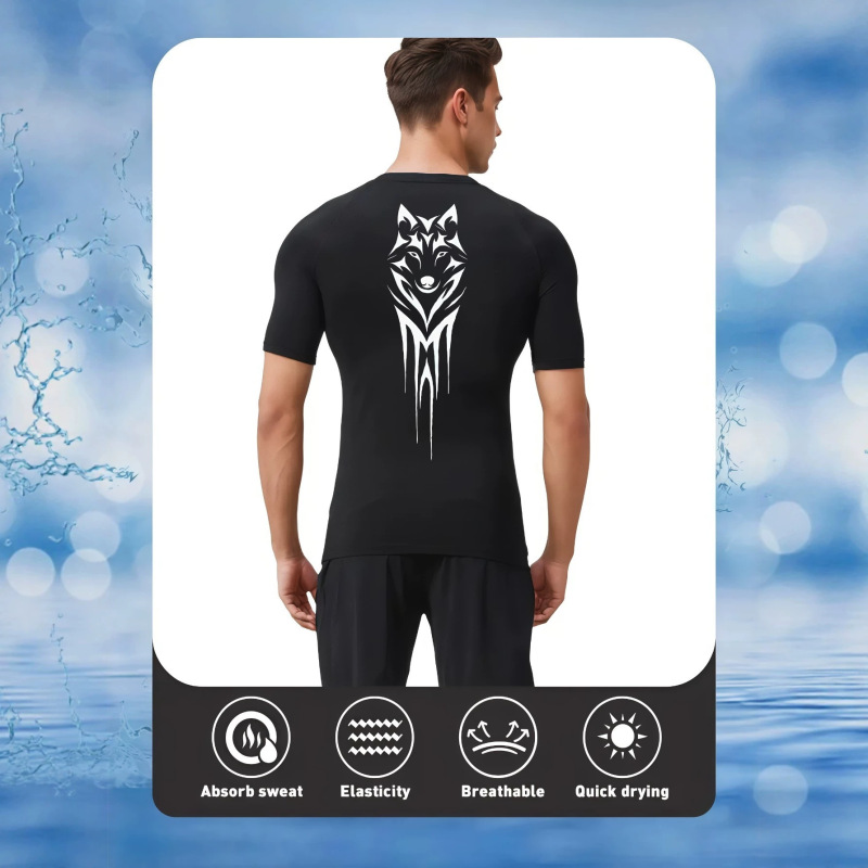 Cross-Border Men's Tight-Fitting Short-Sleeved T-Shirt, American-Style Casual Fitness Outdoor Training Muscle Shirt, Popular in Europe and America for Summer