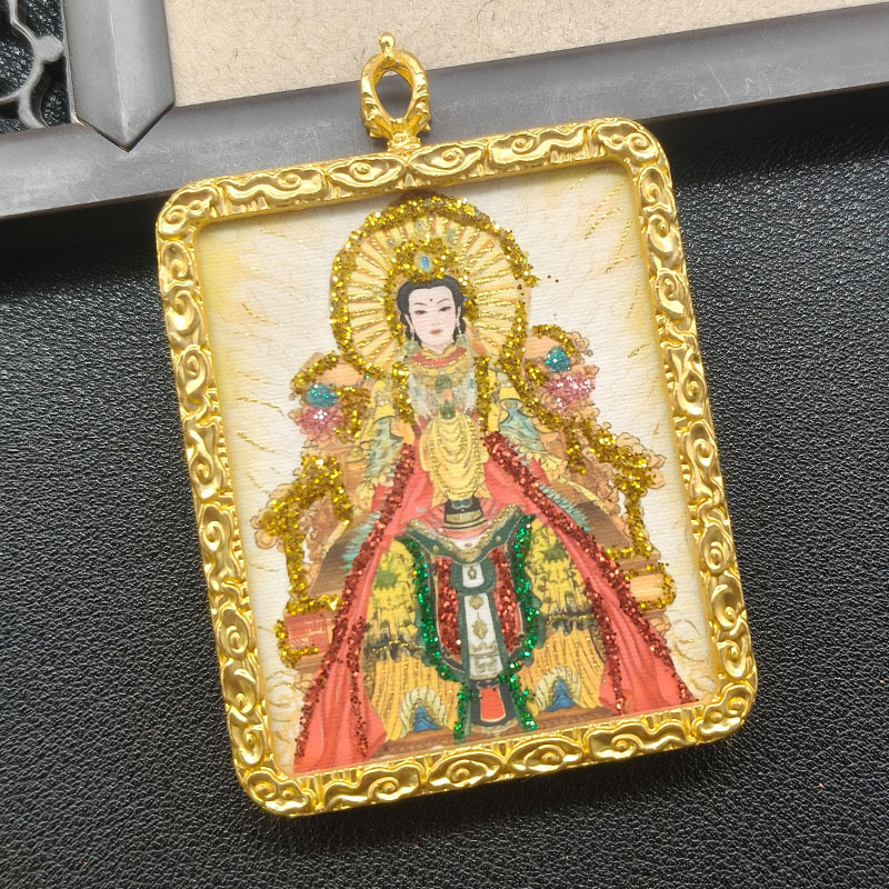 道家龙虎山唐卡吊坠手绘彩金砂泰山奶奶雷祖挂件九天玄女娘娘批发|undefined