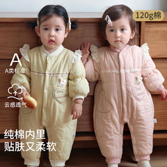 婴儿连体衣秋冬宝宝衣服冬装夹棉保暖棉衣新生婴幼儿冬季棉服哈衣