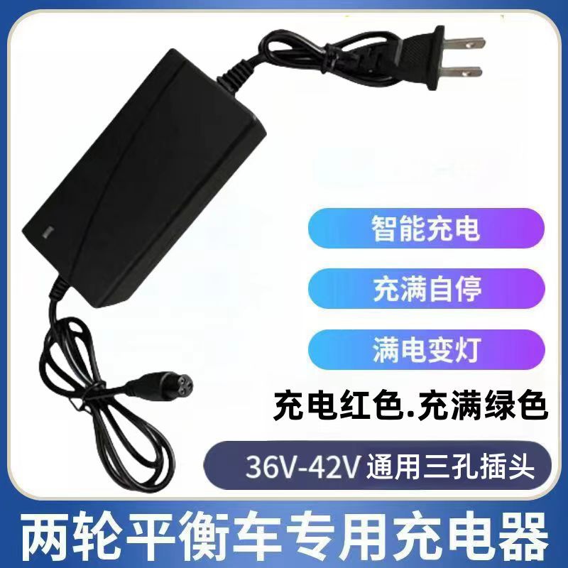 通用两轮双轮充电器 平衡车充电器 三孔头 36V42V充电器