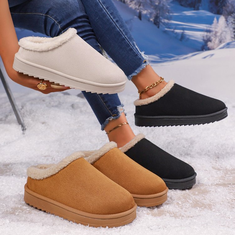 Cross-Border Large Size Cotton Shoes for Women 2025 Winter New Style Fleece-Lined Warm Birkenstock Retro Slippers Low-Top Snow Boots for Women