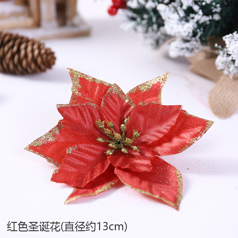 Explosión transfronteriza Flor artificial de Navidad Suministros de decoración de flores de Navidad Flor artificial Decoración de árbol de Navidad Flor 13cm