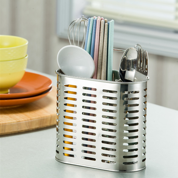Kitchen Supplies 304 Stainless Steel Chopstick Holder Wholesale Chopstick Rack Chopstick Cage Fork and Spoon Storage Rack No Hole Wall Hanging 