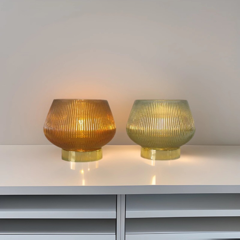 Lámpara de ambiente de lujo simple y ligera, luz romántica, luz de noche, lámpara de mesa de vidrio para dormitorio, batería inalámbrica LED