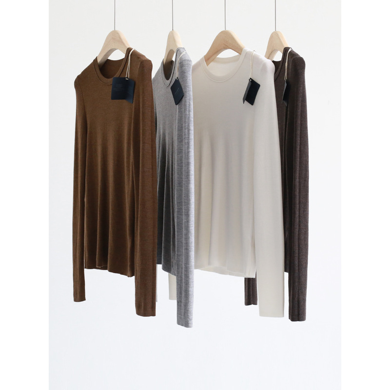 Autumn and Winter High-Quality Imitation Yangtze Yarn Merino Wool Round Neck Long-Sleeved Knitted Pure Color Normcore Work Clothing Bottoming Top