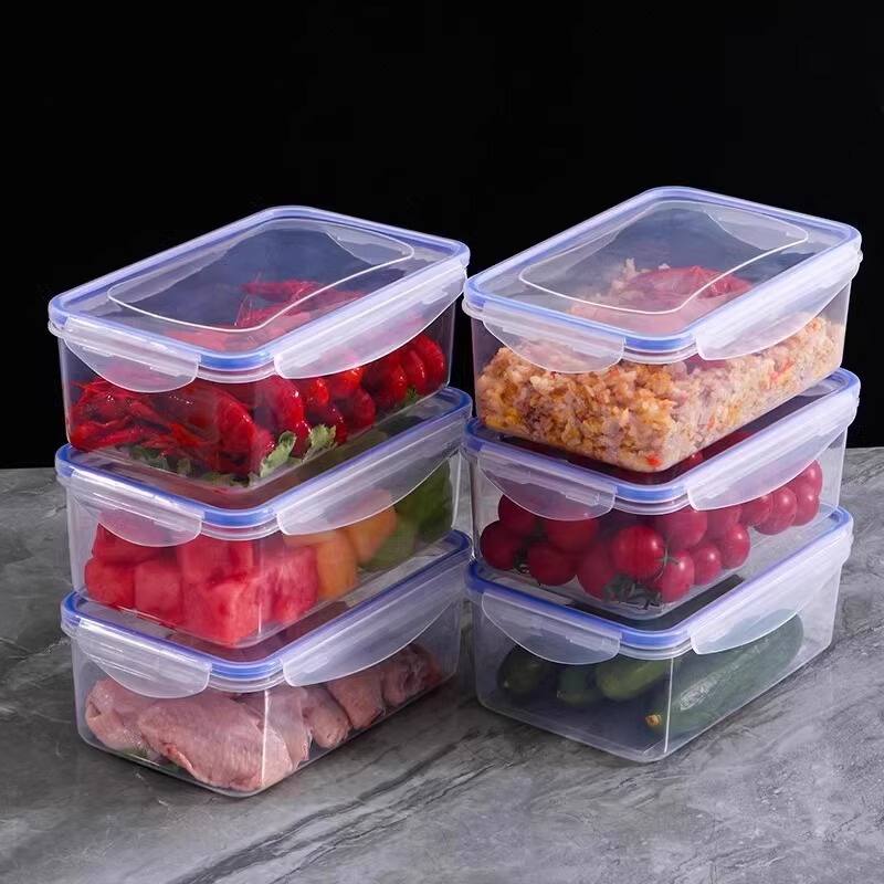 Kitchen Refrigerator Rectangular Thickened Preservation Box Microwave Heat Resistant Lunch Box Vegetable and Fruit Storage Box Frozen Sealed Box