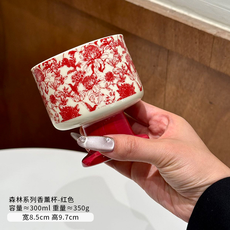 Taza de cerámica retro fragrante creativa nueva taza de café china de alto valor de lujo ligero taza de barganas de incienso nicho