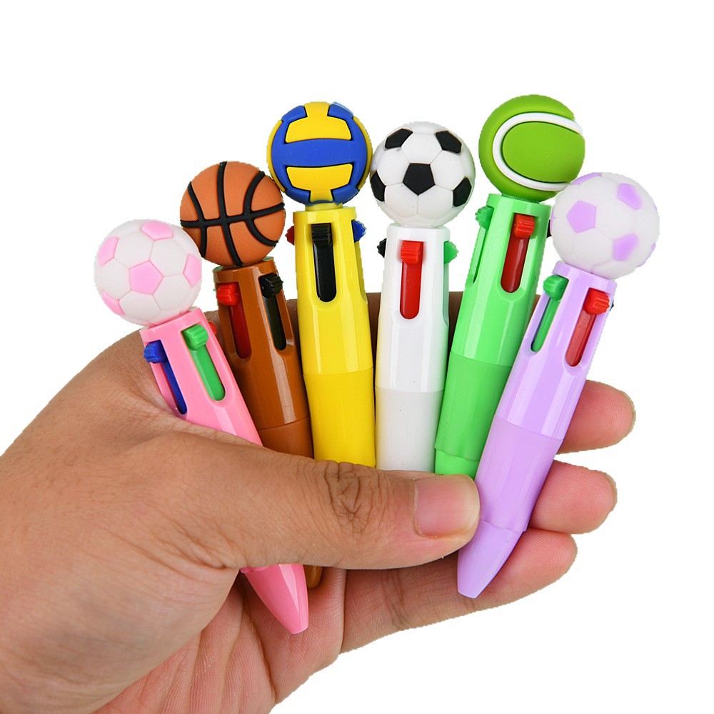 Transfronterizos para bonitos bolígrafos de fútbol, baloncesto, rugby, bolígrafos multicolores de dibujos animados de cuatro colores