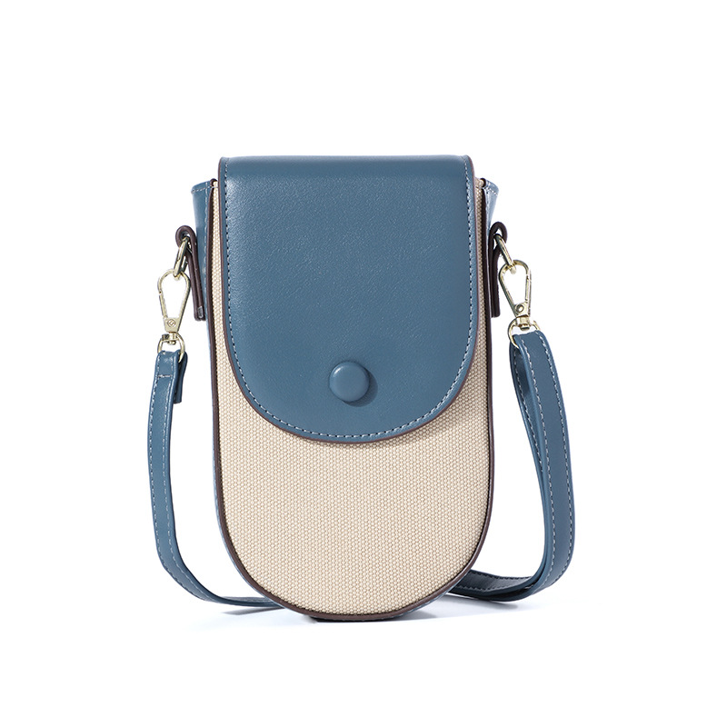 Bolso bandolera Mujer Versión coreana de la moda patrón de lona Versión vertical de la bolsa de teléfono móvil con múltiples tarjetas Versión coreana simple Bolso diagonal de un solo hombro al por mayor