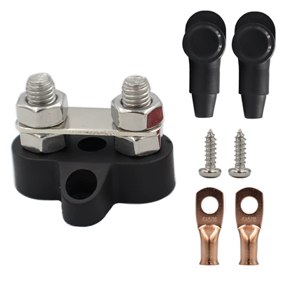 Power supply, ignition system accessories wiring terminal stainless steel - black-double-stud-with-gasket-m8