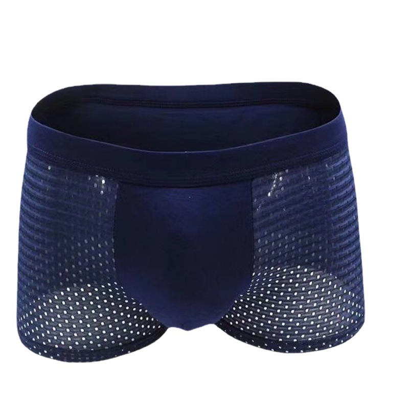 La ropa interior de seda del hielo de los hombres directos de la fábrica malla boxeadores de los hombres verano modal hueco boxeadores transfronterizos