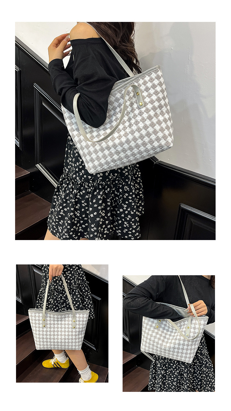 Casual commuting women's bag 2025 Spring checkered simple, stylish and trendy single-shoulder crossbody bag tote bag undefined