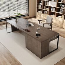 意式轻奢极简实木大书桌现代简约电脑桌白蜡木书房家用办公桌书台