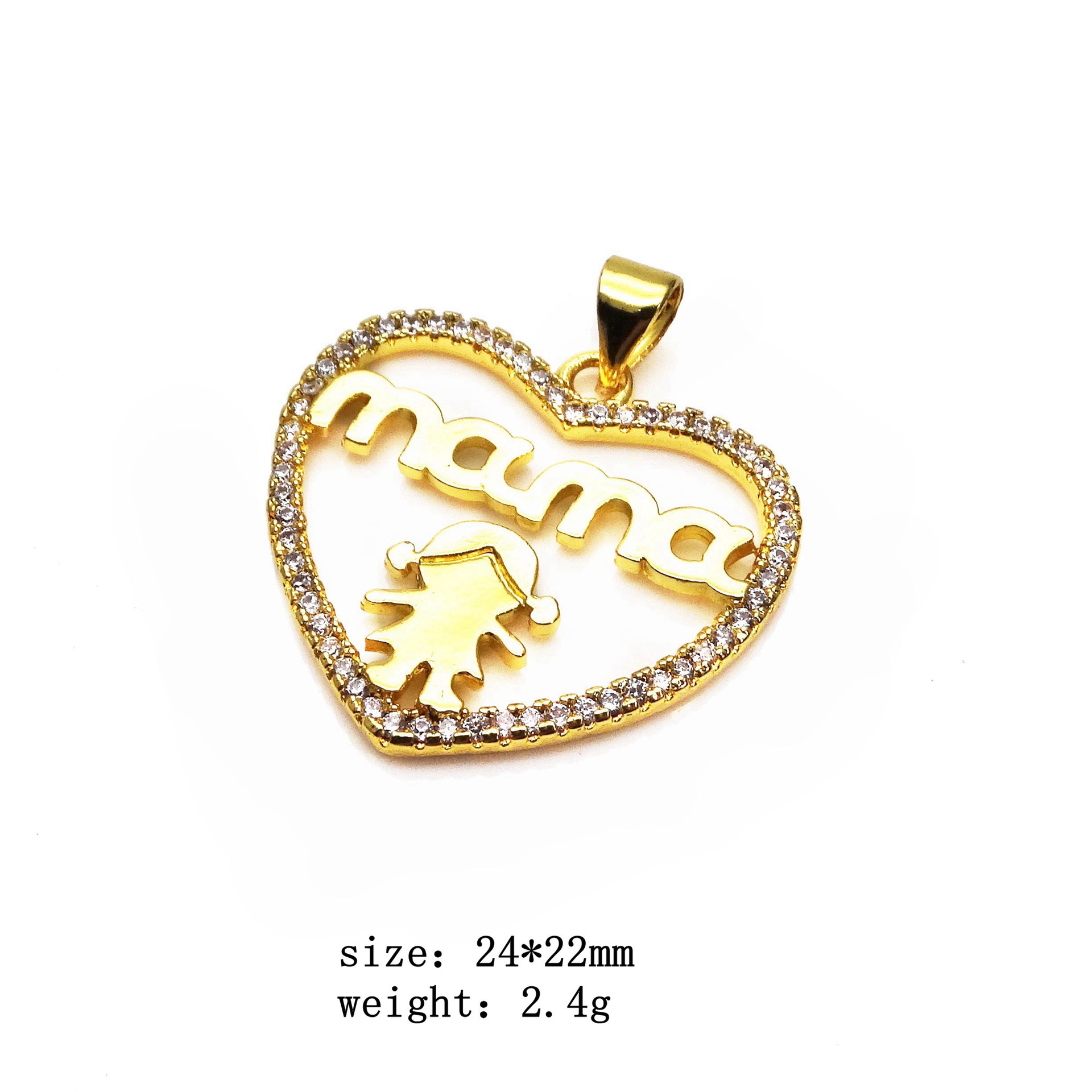 Heart Pendant Micro Inlaid Zircon Pendant Mama Mom Boy Girl Pendant Necklace Pendant Diy Ornament Accessories display picture 6