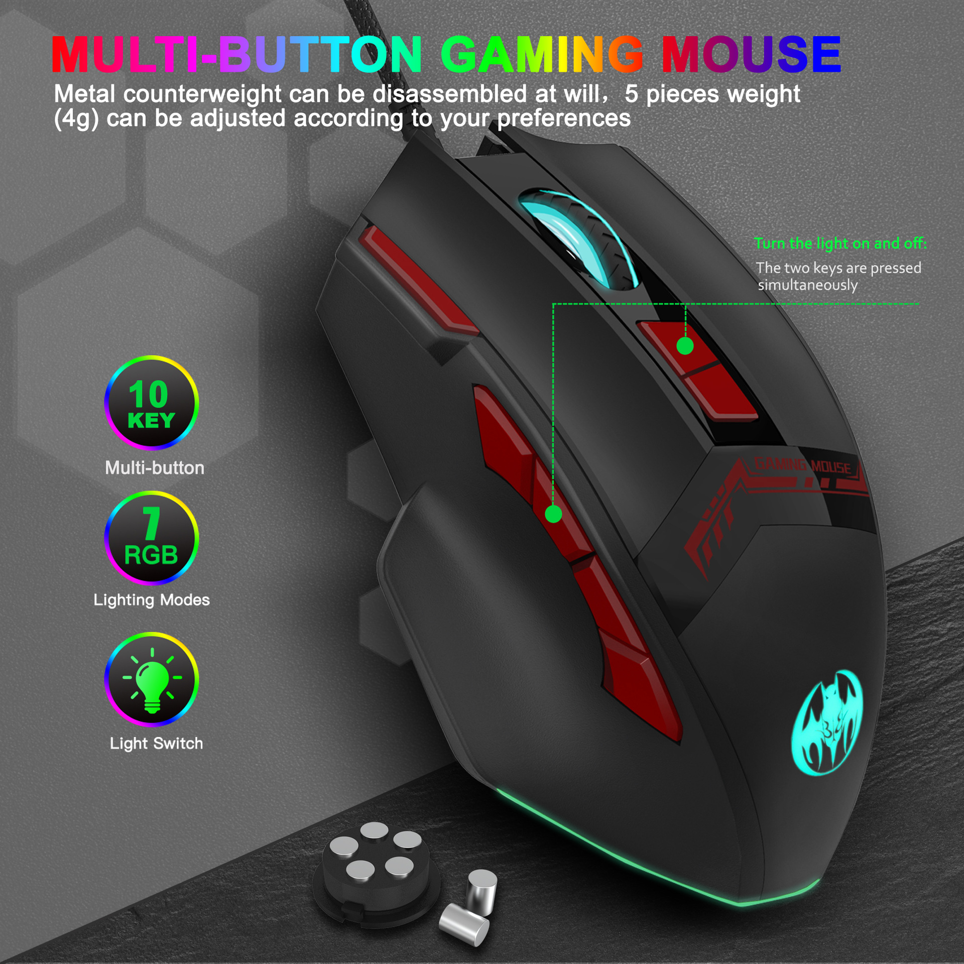 Private mode 10 key RGB game USB computer 7 color hair photoelectric wired mouse_voghion.com