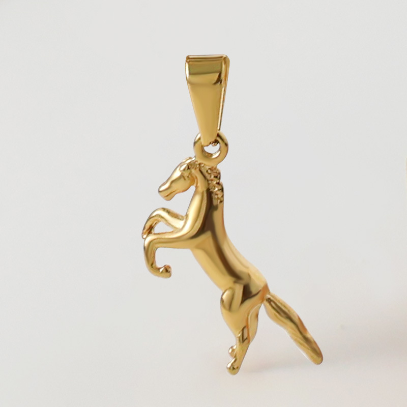 5g Weight Pendant Jewelry Making Type Real Gold Plated Plating Material DIY Jewelry Accessories Classification 1 Piece Quantity 304 Stainless Steel Material Horse Pattern Elegant, Simple Style, Streetwear Style Waterproof Non Tarnish, Plating Craft 1 Piece 304 Stainless Steel Real Gold Plated Horse Pendant DIY Jewelry Accessories 12