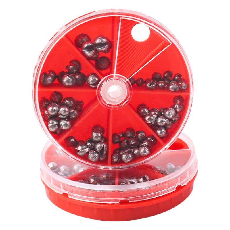 Fishing Tackle Box with Weighted Lead Sinkers, Lure Lead Box, Bite Lead, Lead Box, Bait Lead Head Hook, Five Compartments