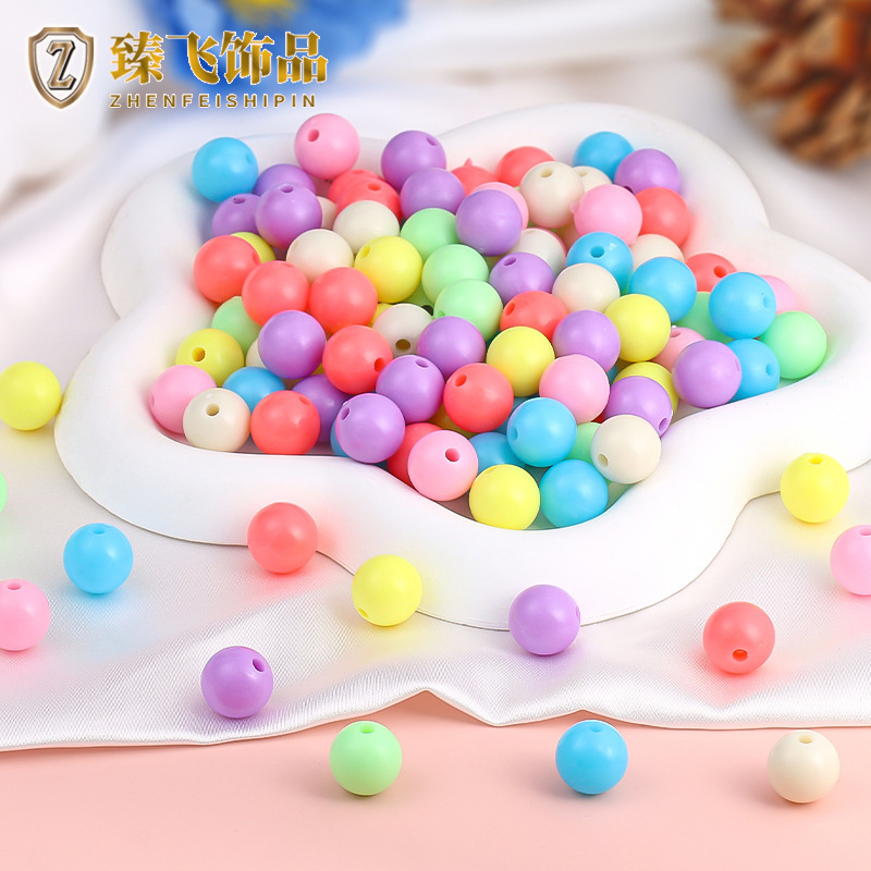 Acrylic Macaron Solid Color Beads Straight Hole Loose Beads Beaded Door Curtain DIY Bracelet Necklace Jewelry Accessories Wholesale