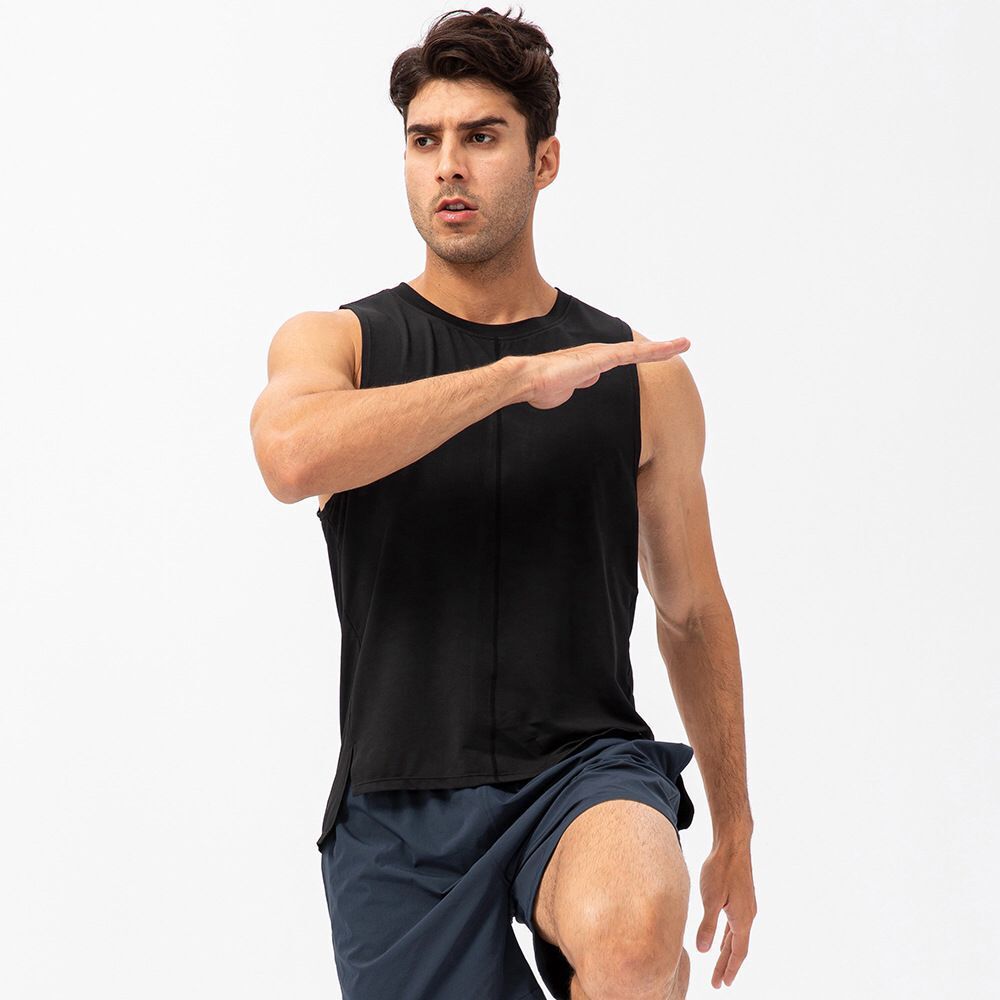Men's Summer Fitness Loose Vest Quick-drying Breathable Basketball Running T-shirt Moisture-wicking Wide-shoulder Sports Vest European Size