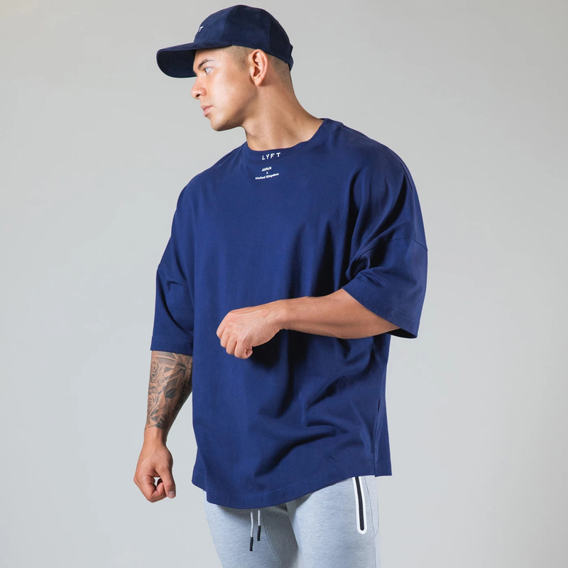 Lyft New Sports Men's T-Shirt Summer Round Neck Cotton Running Casual Fitness Short-Sleeved Top