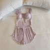 Purple detachable breast pads, shorts, with short sleeve