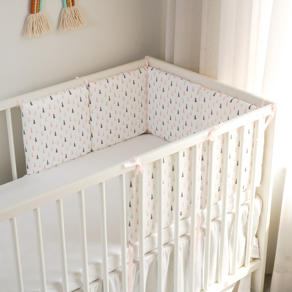 Baby bed circumference pure cotton anti-collision free combination bed with tribute satin pink tree 30*30 whole piece washing