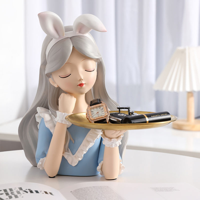 (2개) 앨리스 입구 키 보관 트레이 장식품 거실 장식 이동 결혼식 따뜻한 집 이동 새 집 선물