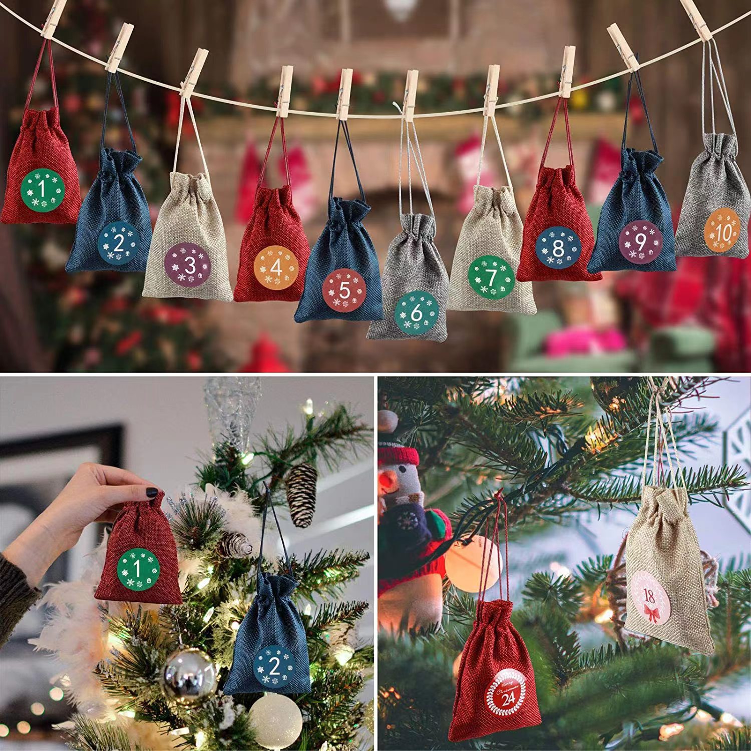 All Seasons Season Unisex Gender Christmas Streetwear Pocket Number Linen Cloth Casual Daily Party Supplies Gift Wrapping Supplies