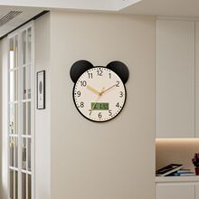 创意客厅挂钟新款静音时钟挂墙卧室家用石英钟表万年历挂表免打孔