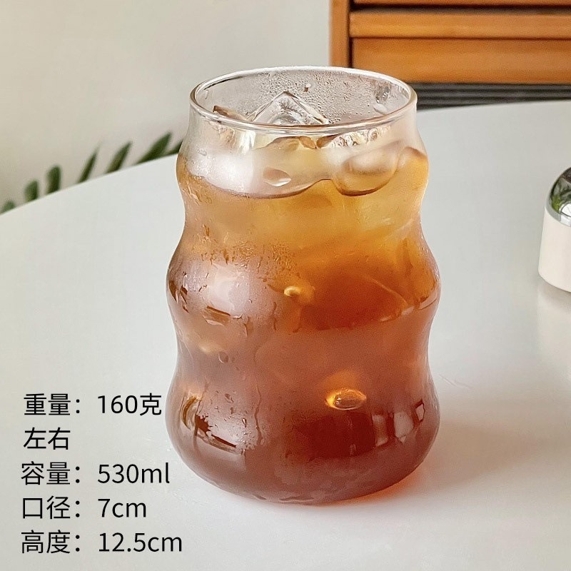 クロスボーダーパッケージクラウドカップインスタイルコーヒーガラスカップスパイラルストライプストローカップ高ホウケイ酸ガラスカップ|undefined