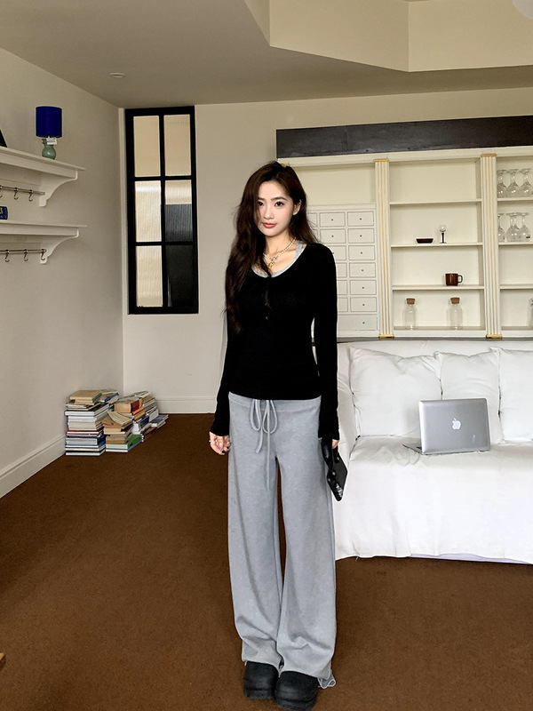 空气感果冻垂垂裤女2025秋冬新款休闲厂裤高腰宽松显瘦窄版直筒裤|undefined