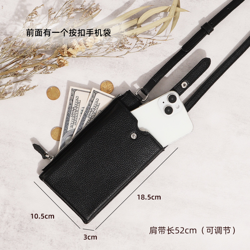 Bolso para teléfono móvil transfronterizo con cremallera, color sólido, versátil, ligero, bolsa para teléfono móvil de exportación, monedero, bandolera de PU, sensación de alta gama, bolso bandolera para mujer.