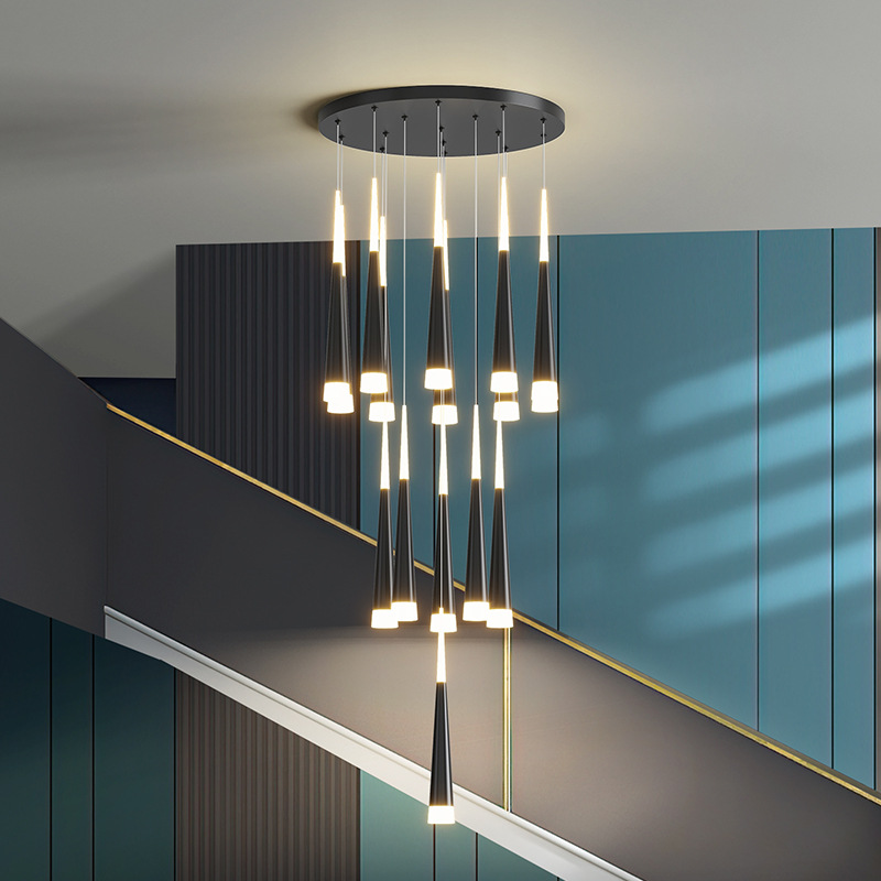 Lámparas de la sala de estar dúplex lámpara creativa larga comedor de invitados simple elegir tamaño de lámpara principal moderna dúplex edificio vacío villa