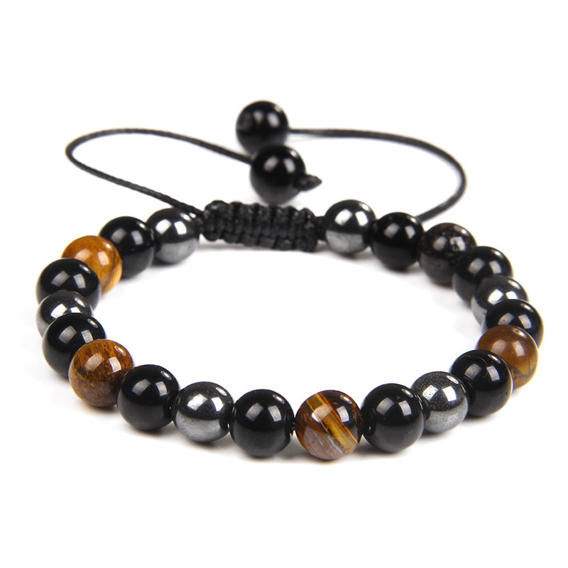 Retro Estilo Étnico Geométrico Piedra Natural Trenza Hombres Pulsera display picture 1