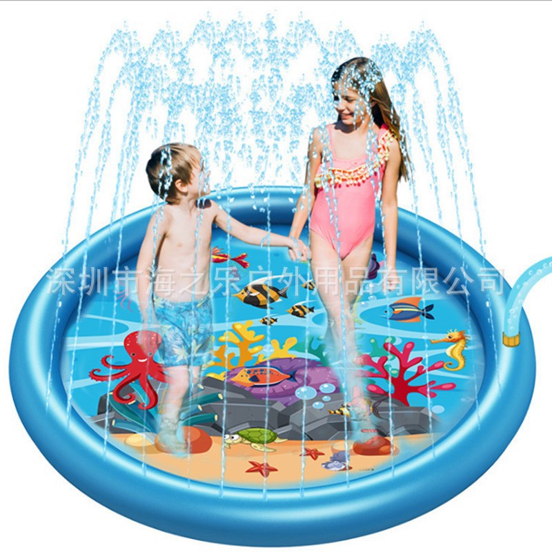 Fábrica en stock PVC infláble sprinkler cojín para niños sprinkler mascotas letras delfin infláble conveniente patio al aire libre
