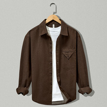 W811男装秋季加厚新款长袖休闲衬衫简约帅气宽松百搭男士纯色衬衣