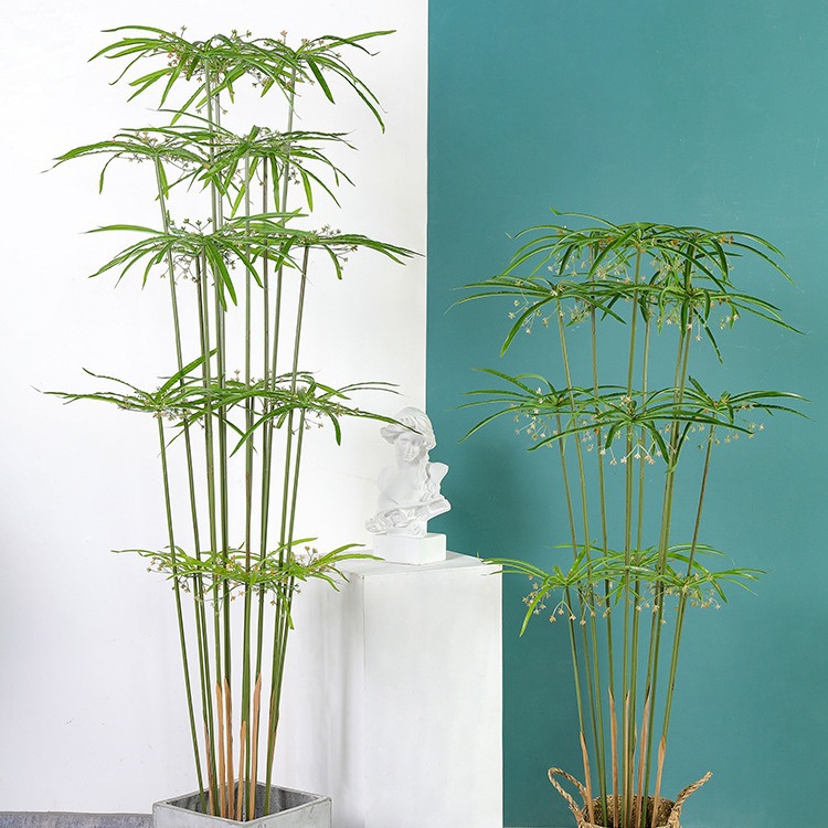 Simulación avanzada viento hierba agua olla de bambú piso grande sala de estar verde planta decoración Oficina planta biónica