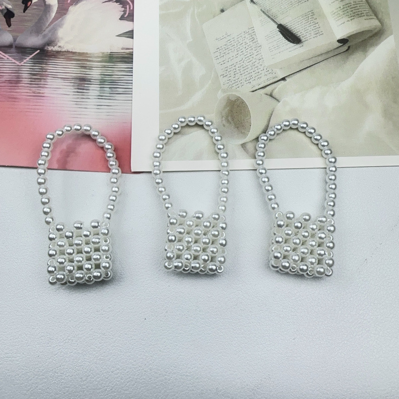 새로운 손으로 짠 진주 미니 핸드백 가방 diy 플러시 장난감 어깨 가방 인형 액세서리 보석 장식
