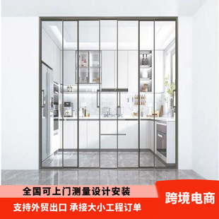 Foreign trade export minimalist sliding door aluminum alloy narrow frame doors and windows engineering simple triple linkage kitchen sliding door