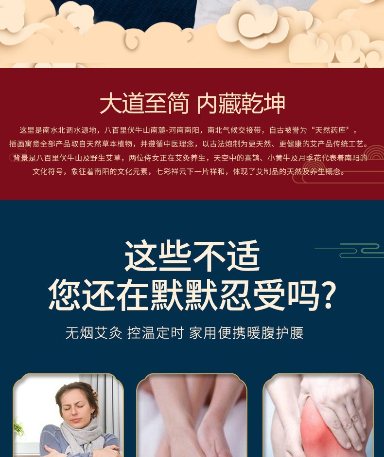 Electric Moxa Heat Pack Ai Jiu Bao Warming Compress Belt for Waist and Abdomen 9-Level Timer 220V overview