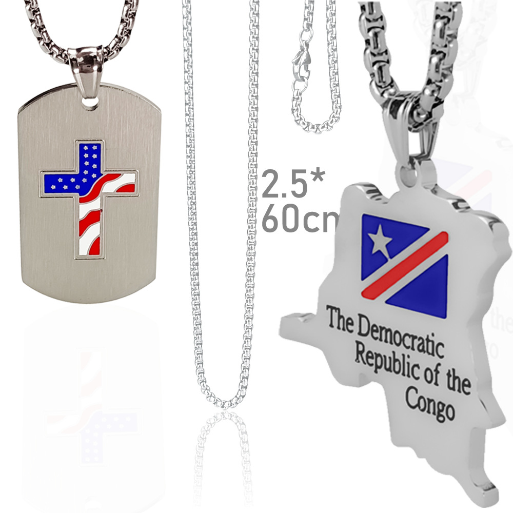 American Stainless Steel Love Drop Oil Irregular Cross Heart-Shaped Necklace Pendant Personalized Men's Fashion Wholesale Jewelry