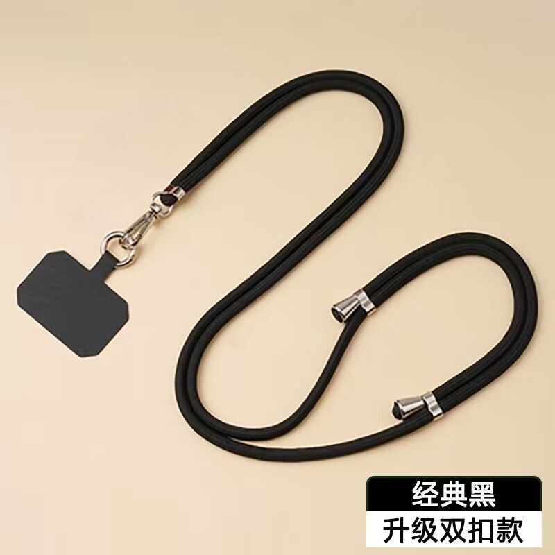 携帯電話のストラップは首のストラップを掛けます。|undefined