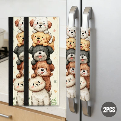 Cute little animal refrigerator door handle protective cover, double-door refrigerator handle anti-slip cover, double-pull door handle dustproof cover (Universal seat cover) - 01-1pc138cm368cm
