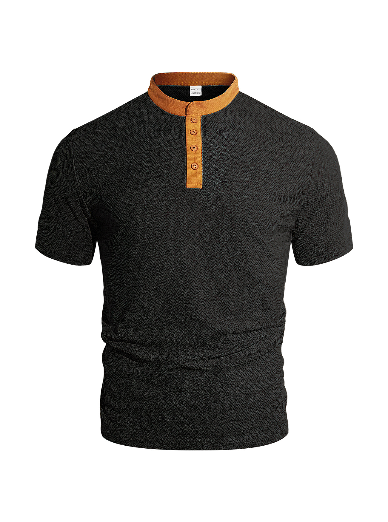 Nuevo transfronterizo de Europa y América Amazon verano hombre botón de cuello redondo color de manga corta hombre camiseta de hombre delgada