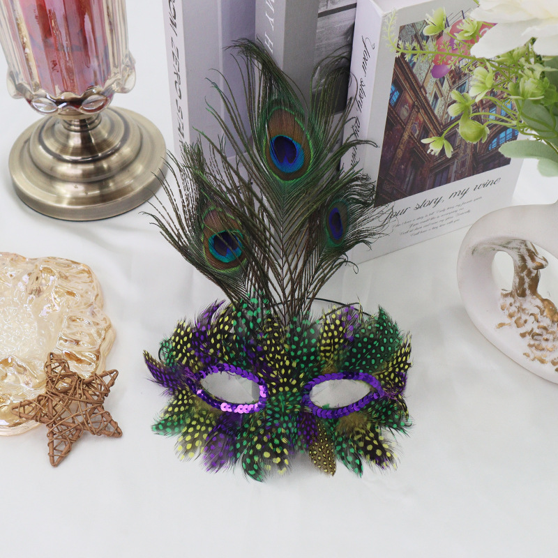 Amazon venta caliente mitad cara avestruz plumado extraíble máscara de maquillaje lateral de fiesta de carnaval accesorios de vestir