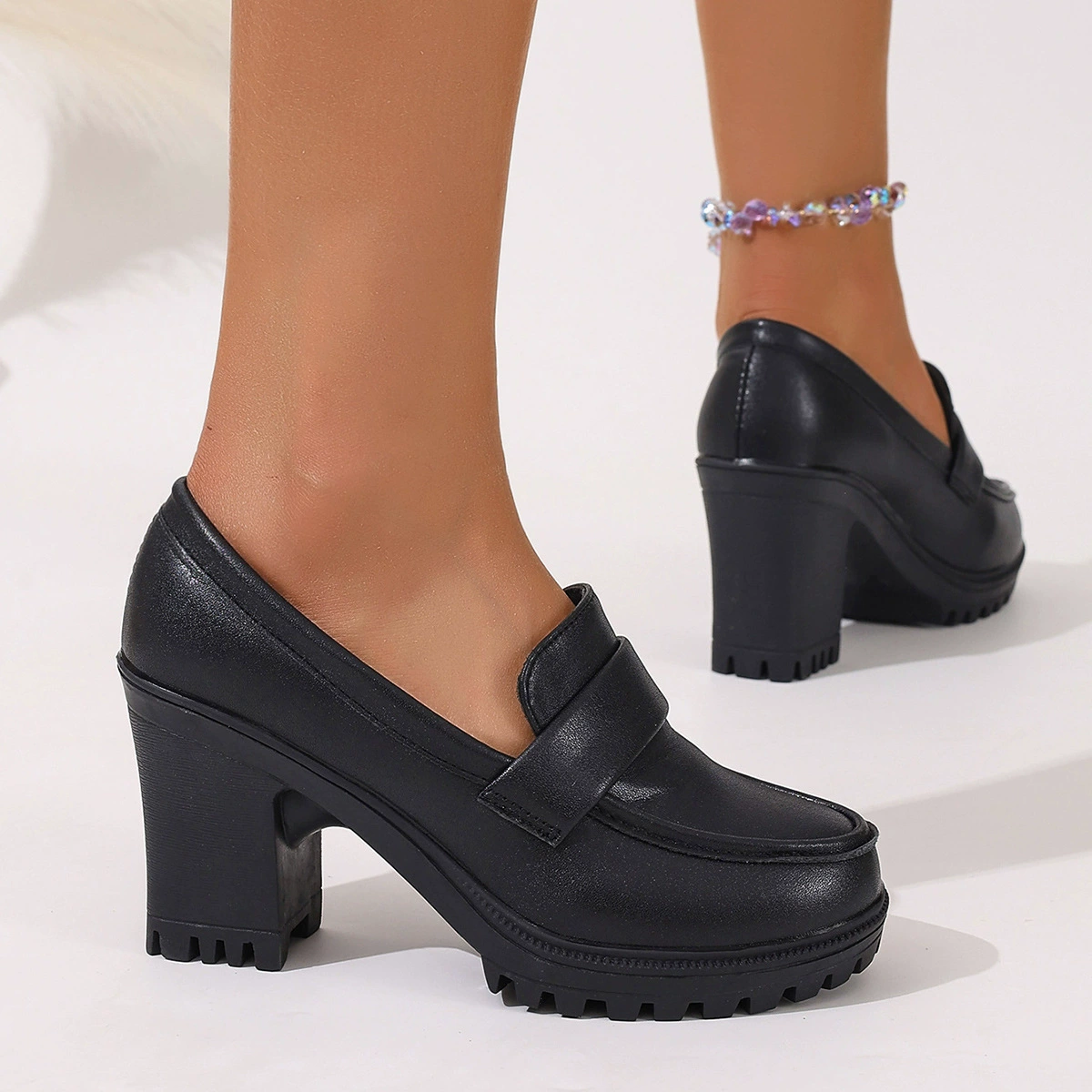 Женские лоферы на толстой подошве в британском стиле большого размера, внешняя торговля, летние новые стильные женские кожаные туфли без шнуровки на толстом каблуке в стиле ретро, ​​оптовая продажа