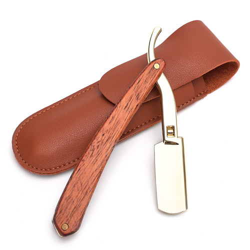 Old-fashioned manual shaving razors, barbershop home facial cleaning razors, hairdressing razors, sheath razor stand set