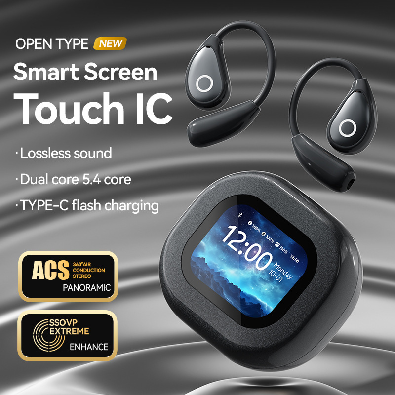 2025 New Bluetooth Headset Wireless Sound Quality Good Hanging Ear Not in Ear Long Wear Painless Bluetooth Headset with Screen