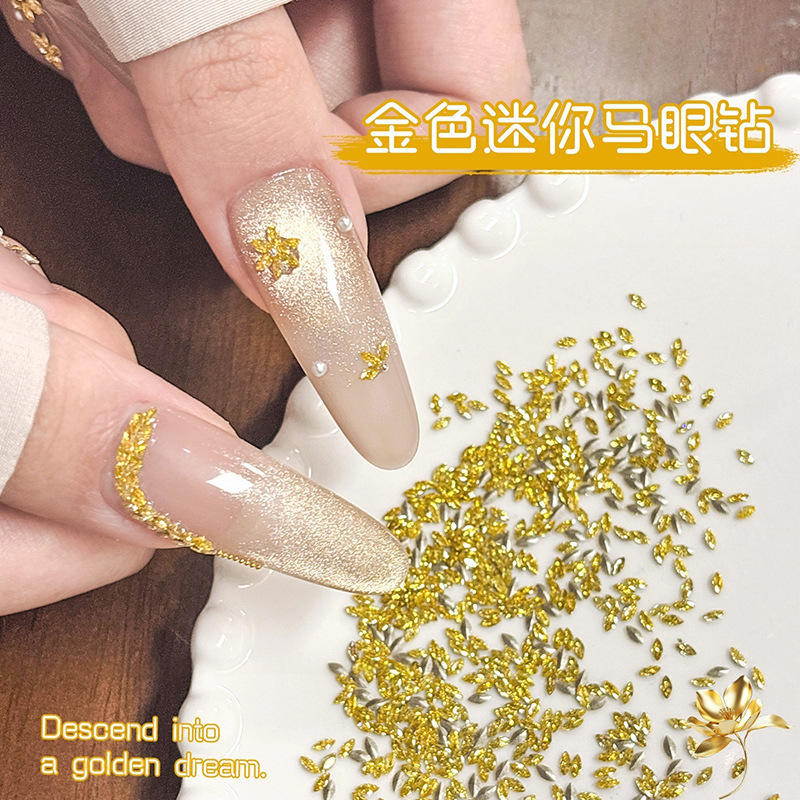 Golden Wheat Ears with Diamonds, Mini Horse Eye Pointed Bottom Stone Nail Jewelry, Super Flash Malt, Super Flash Zircon Crystal Yellow Nail Diamond Golden Wheat Ears with Diamonds, Mini Horse Eye Pointed Bottom Stone Nail Jewelry, Super Flash Malt, Super Flash Zircon Crystal Yellow Nail Diamond